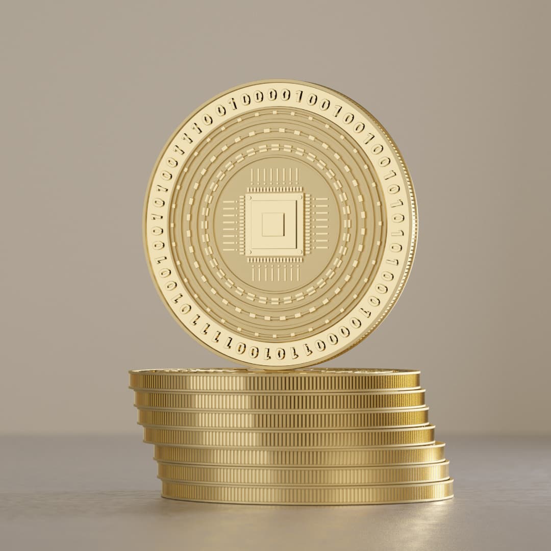 Stack of gold coins as example for virtual crypto currency